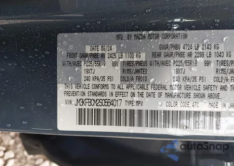 2025 Mazda Cx-5 2.5 S Carbon Edition from USA, damaged, VIN JM3KFBCM2S0564017